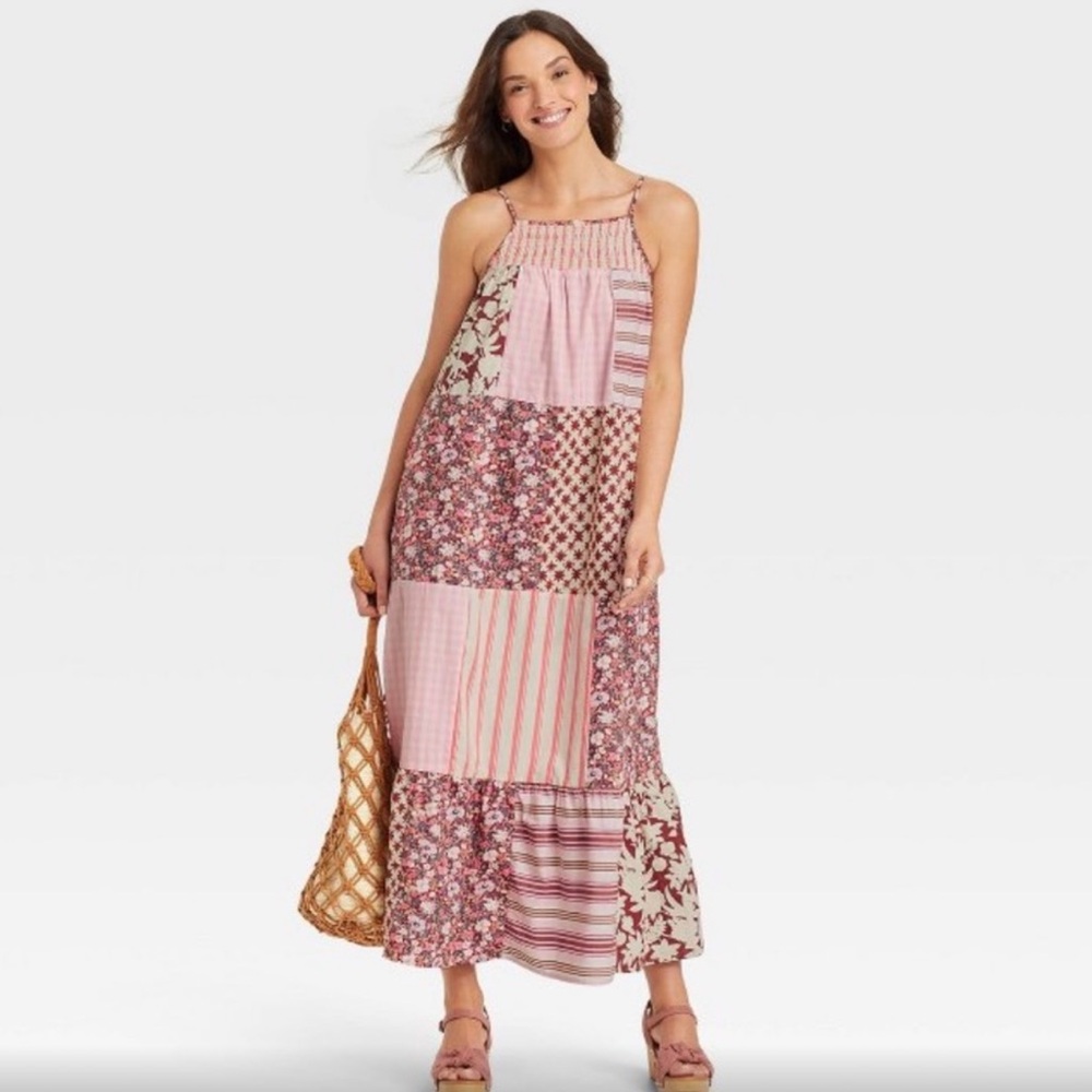 Universal Thread Tiered Patchwork Dress Size S - image 2